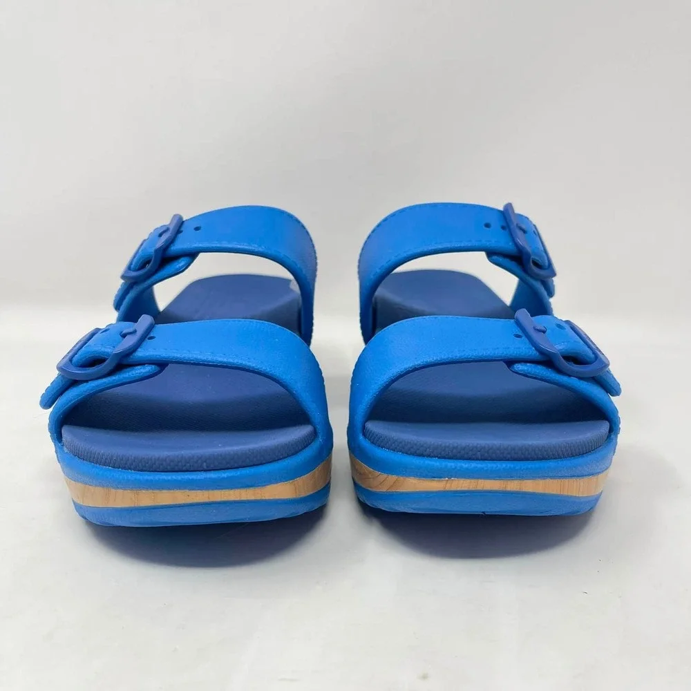 Dansko Kandi Comfort Wedge Sandals Womens 40 Blue Molded EVA Comfort 2-Strap